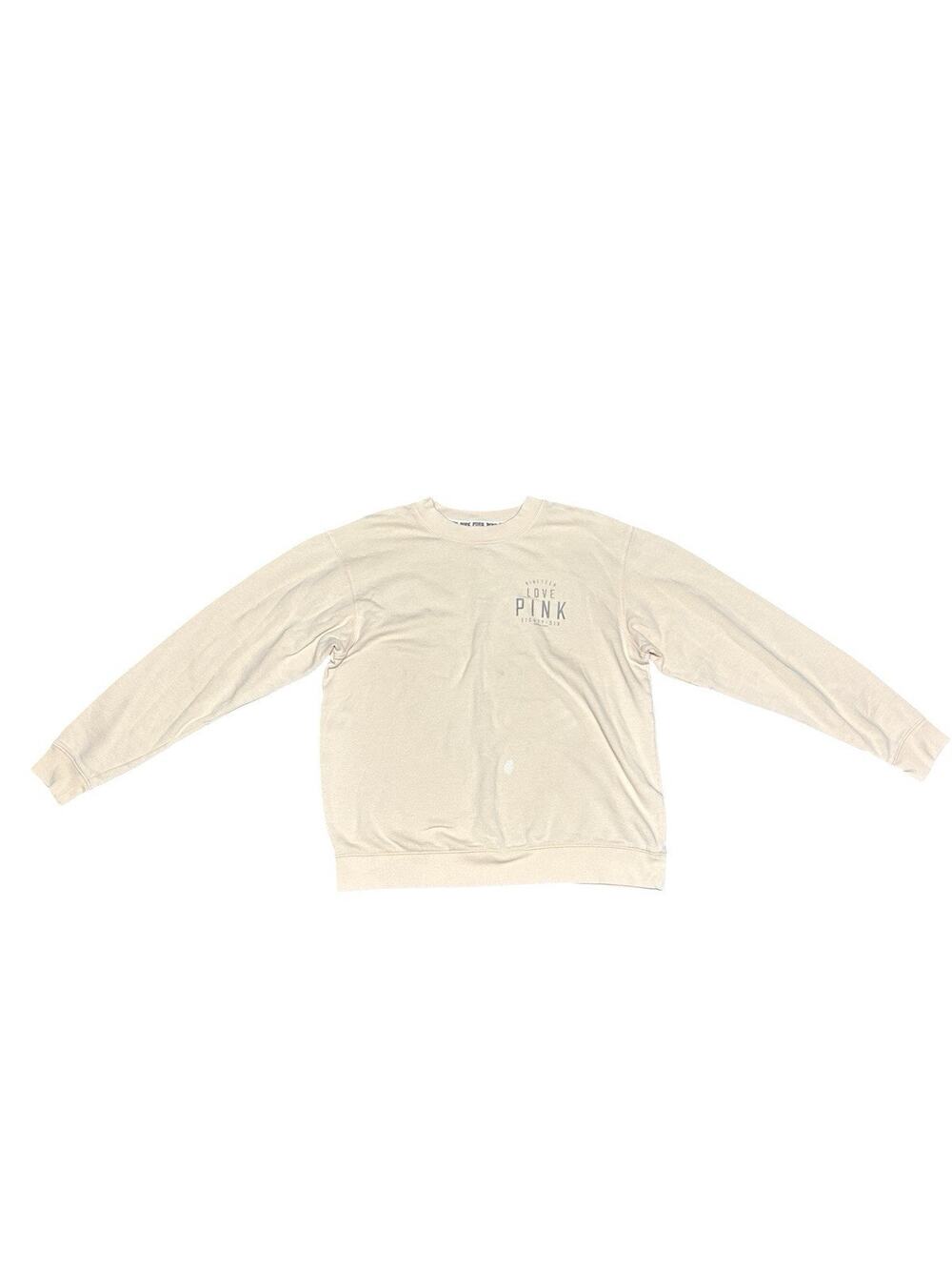 PINK Yoga Crewneck Sweatshirt M Bleach Stains Tie Dye Project Cream